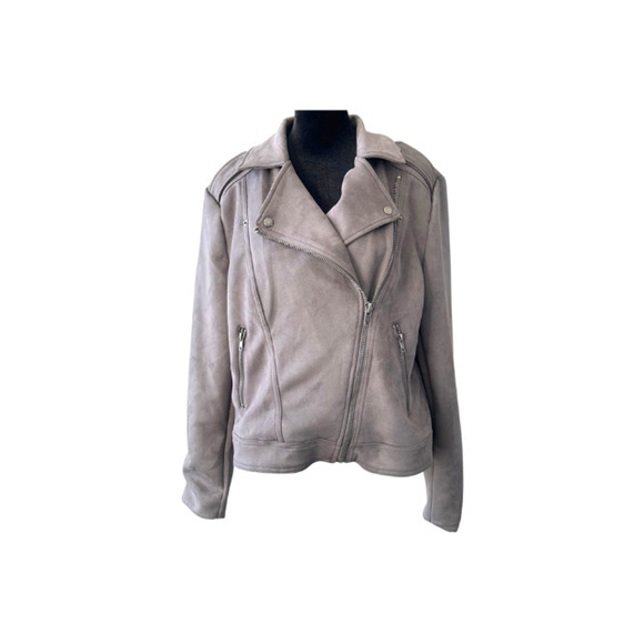 Philosophy Republic Clothing Jacket Moto Faux Suede Charcoal Grey Women’s Size L - Picture 1 of 7